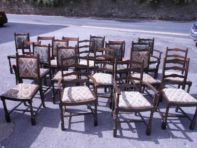 Collection Of 20 Vintage Dining Chairs To Include Carvers : For Condition Reports and to BID LIVE