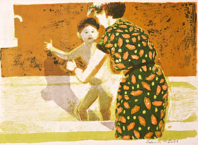 Edwin La Dell BATHING colour lithograph, signed Acquired from the artist in 1952 1 sheet size: 20