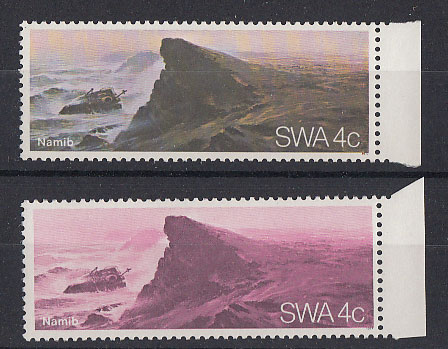 South West Africa 1977 4c Namib with 2 Colours Omitted Variety A rare variety. SACC 306a.