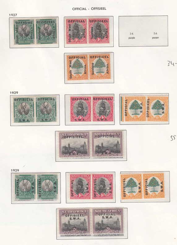 South West Africa 1926/51 Officials Collection Fine mounted mint on album pages of officials