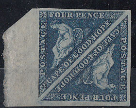 Cape of Good Hope 1855/58 Marginal Pair 4d Blue Fine unmounted/mounted mint with variety sideways