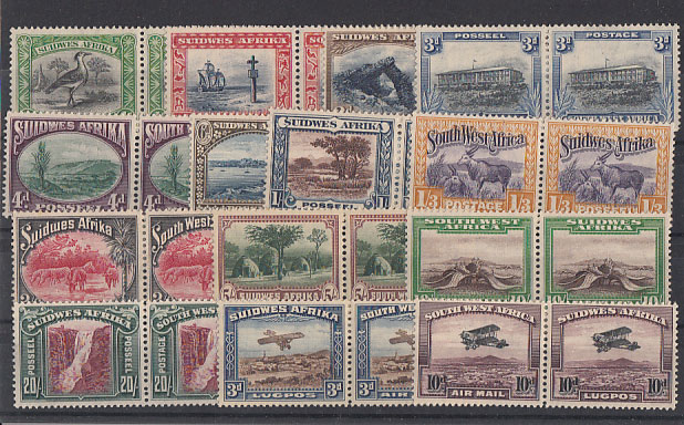 South West Africa 1931 1st Pictorials Definitive Fine lightly mounted mint set including airmail