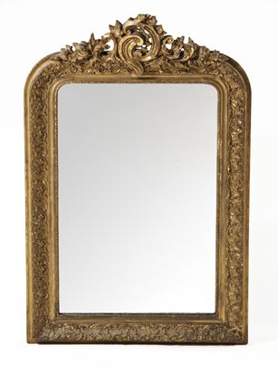 A FRENCH GILTWOOD MIRROR, 19TH CENTURY the rectangular plate within a profusely foliate-carved