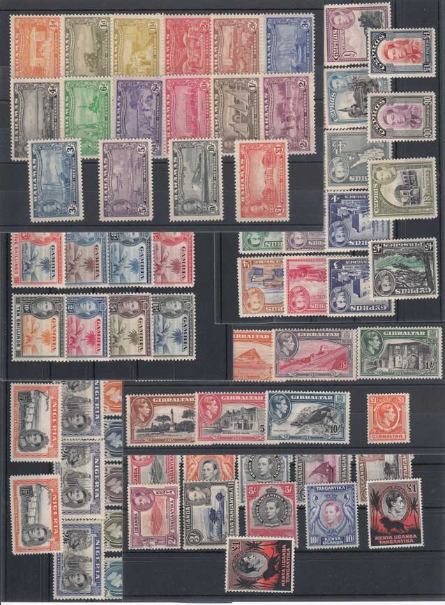 1938/1963 Commonwealth Collection Fine mounted mint on 12 stock cards. Bahamas SG 178 - 193, Canada