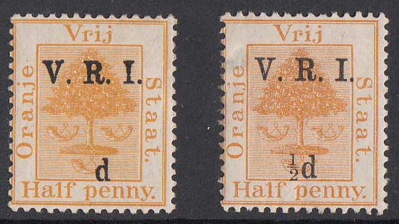 1900 British Occupation  ½d V.R.I. overprint ½d orange with variety Fine lightly mounted mint.