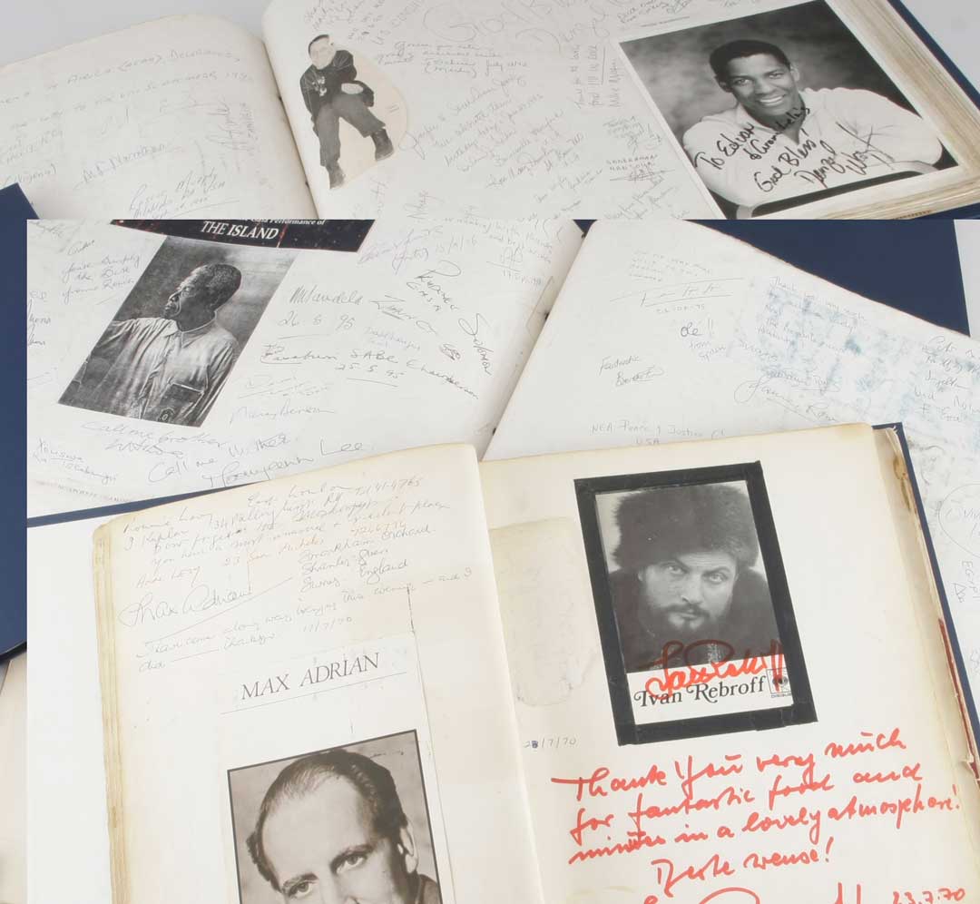 3000 Autographs in visitors book of the famous Gramadoelas restaurant. A once in a lifetime