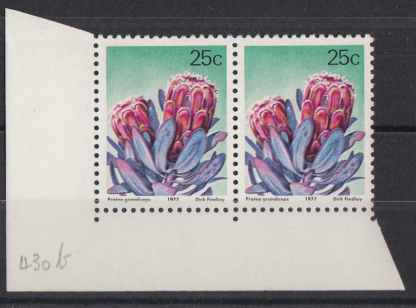 1977 3rd Definitive 25c, colour omitted Fine unmounted mint bottom left corner pairs of the 25c,