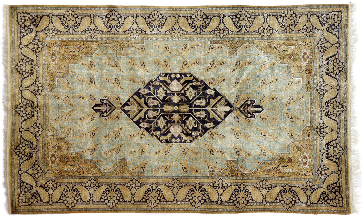 A Qum Silk Rug, Persia, modern condition: good 0 1 223 by 138cm