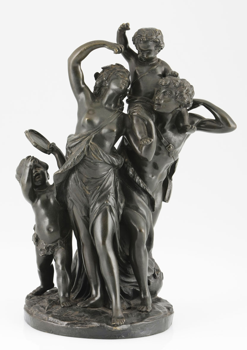 After Claude Michel Clodion (1738-1814): A bronze group `Bacchanale`, French the base impressed `