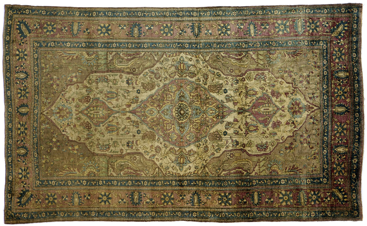 A Keshan Silk Rug, Persia, late 19th Century condition: fair, minor overall wear 0 1 210 by 137cm