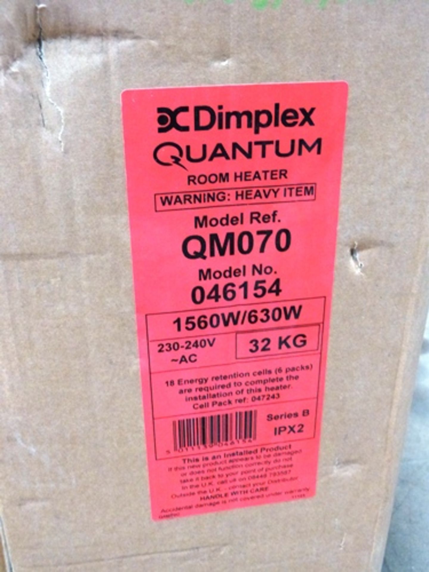 1 x DIMPLEX QUANTUM QM070 046154 Room Heater 230-240V 1560W/630W complete with retention cells.