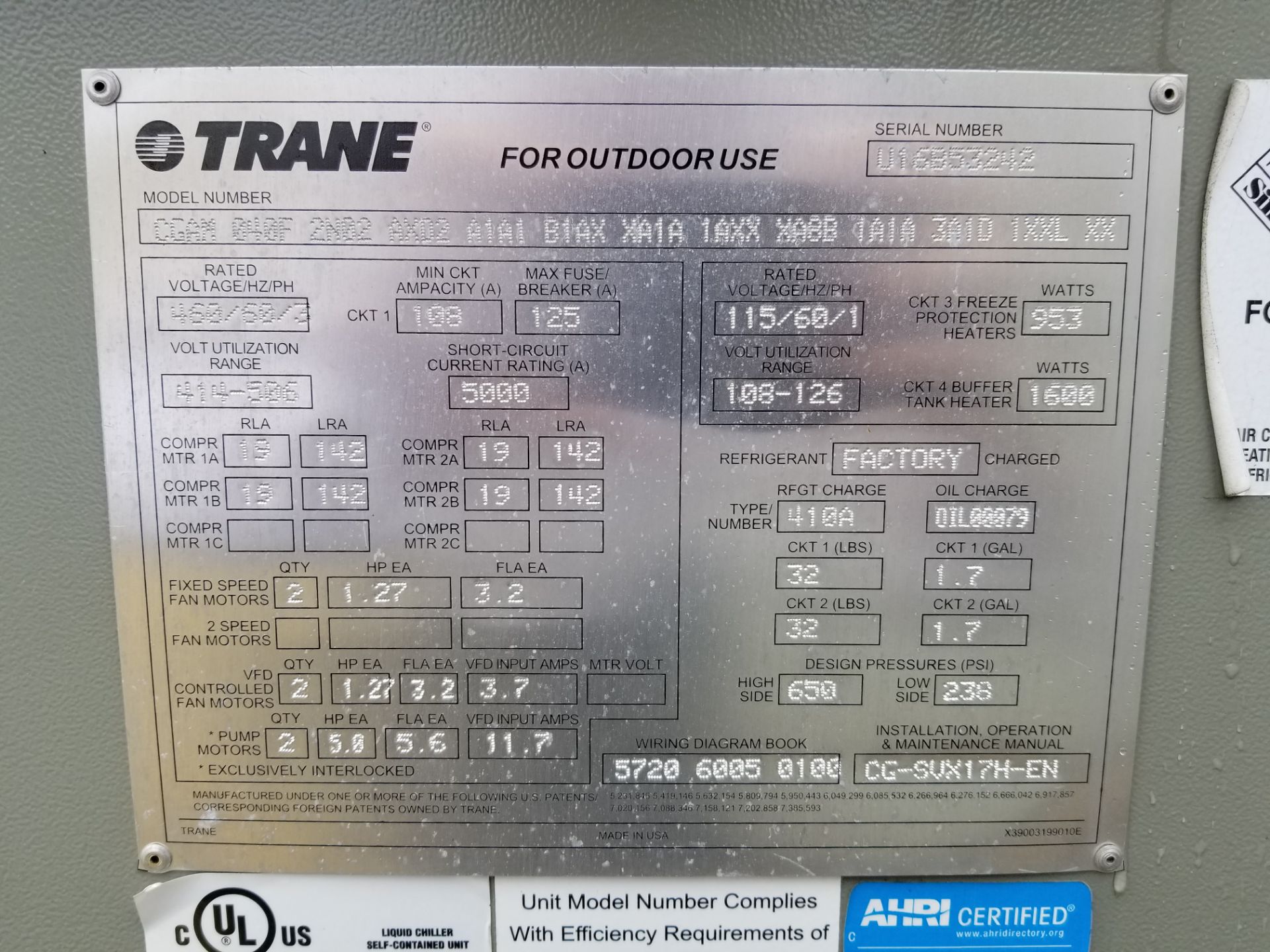 2016 Trane CGAM Air-Cooled Scroll 40 Ton Chiller - Image 3 of 5