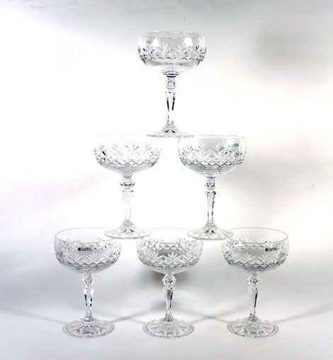 A set of six Galway Irish crystal 'sherbet' champagne bowls, h. 14.5 cm   CONDITION REPORT:  No