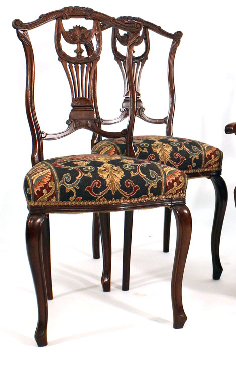 A set of four Edwardian stained beech parlour chairs    CONDITION REPORT:  Good for age,