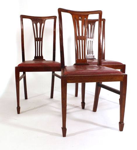 A set of six Edwardian mahogany framed dining chairs   CONDITION REPORT:  Structurally sound, good