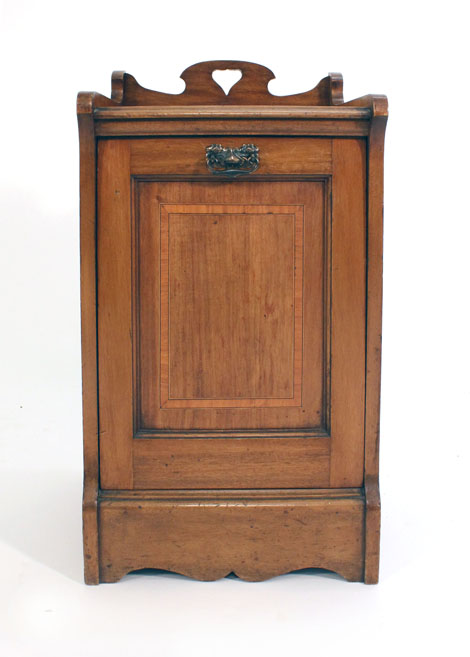 An Edwardian walnut and inlaid coal box, w. 35.5 cm   CONDITION REPORT:  Good, no losses