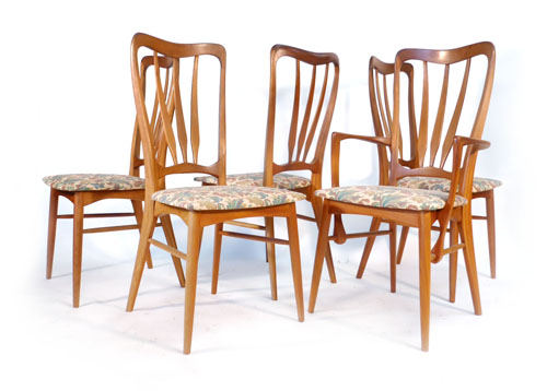 Niels Koefoed for Koefoeds Hornslet, a set of six 'Ingrid' teak framed dining chairs, including