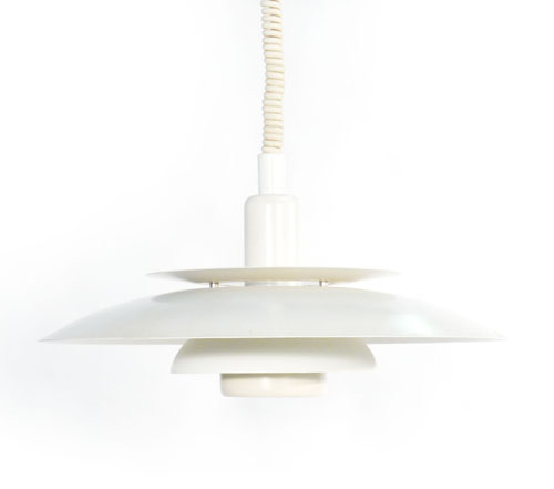 A 'Lyskar' pull-down three tier ceiling light of spherical form in white   CONDITION REPORT: