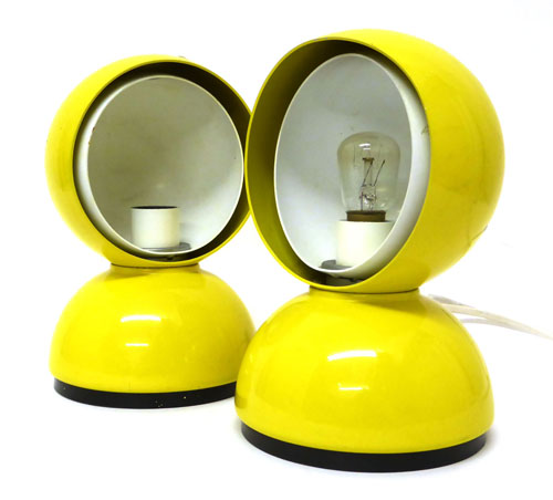 Vico Magistretti for Artemide, a pair of 'Eclisse' table lamps in yellow and white
*Please note