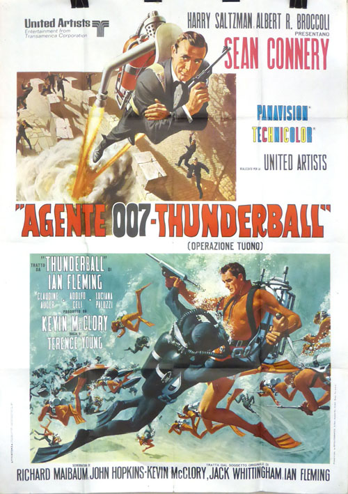 Film poster for the Italian release of James Bond 'Thunderball', 140 x 100 cm, printed by