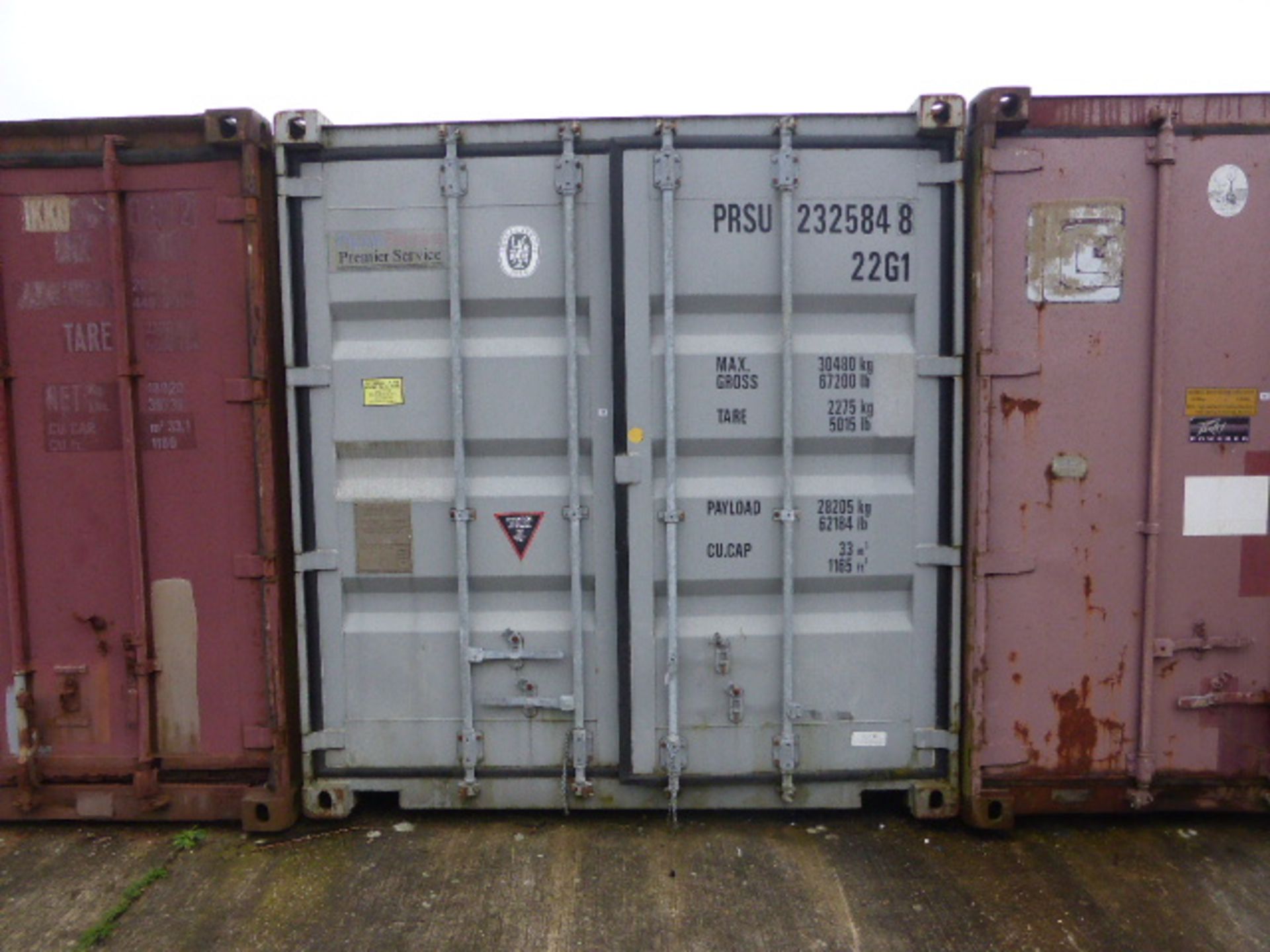 Trencor 20ft corrugated steel shipping container with twin opening doors in grey finish - Image 2 of 2