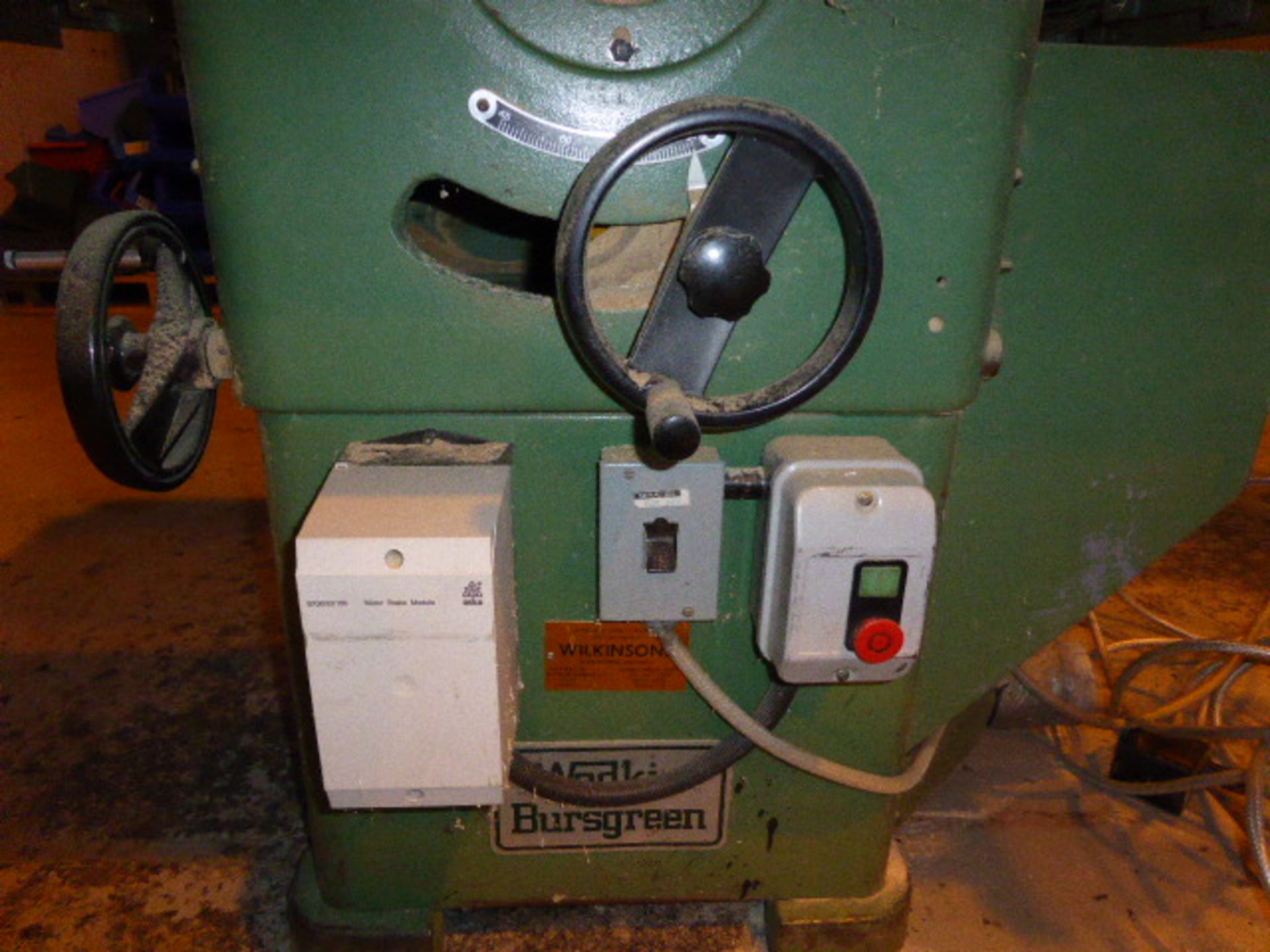 Wadkin Bursgreen tilt arbour saw bench Machine No: 12'' AGS 864672 with a range of spare blades - Image 7 of 7