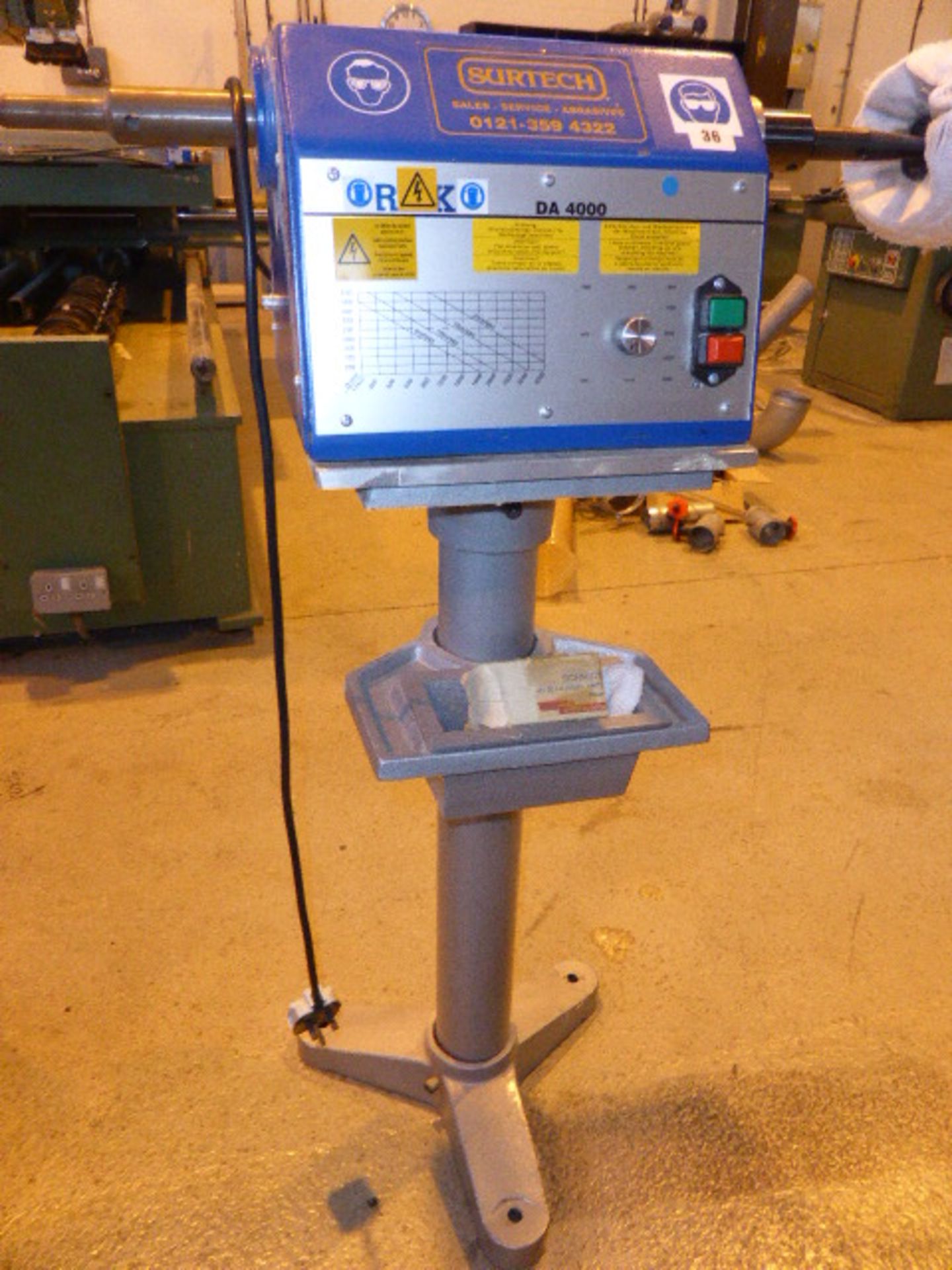 Surtech single phase electric polishing spindle on pedestal mount with a range of polishing heads - Image 3 of 5