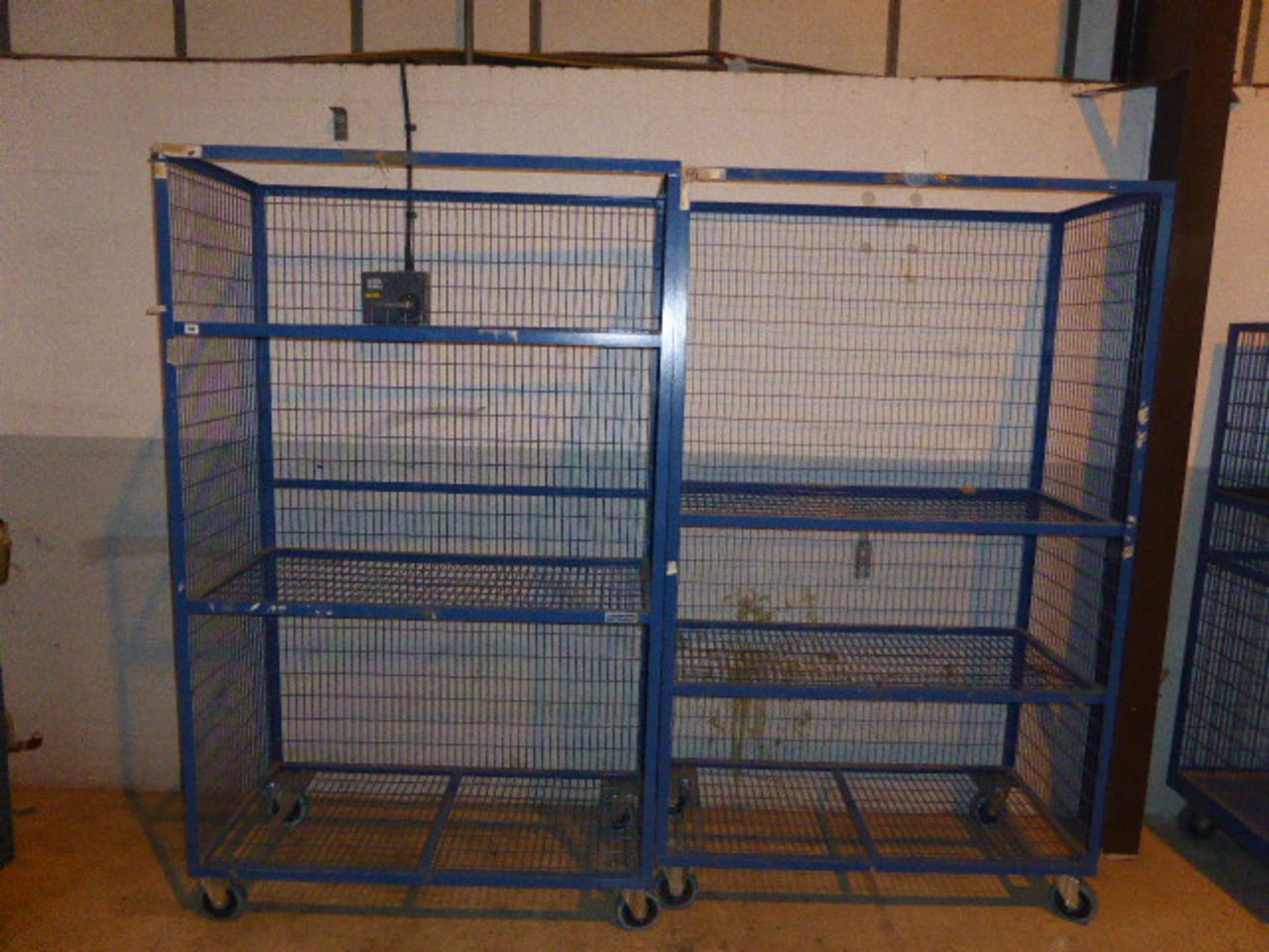 2 Welconstruct blue mesh mobile storage racks approx 2m high - Image 2 of 2