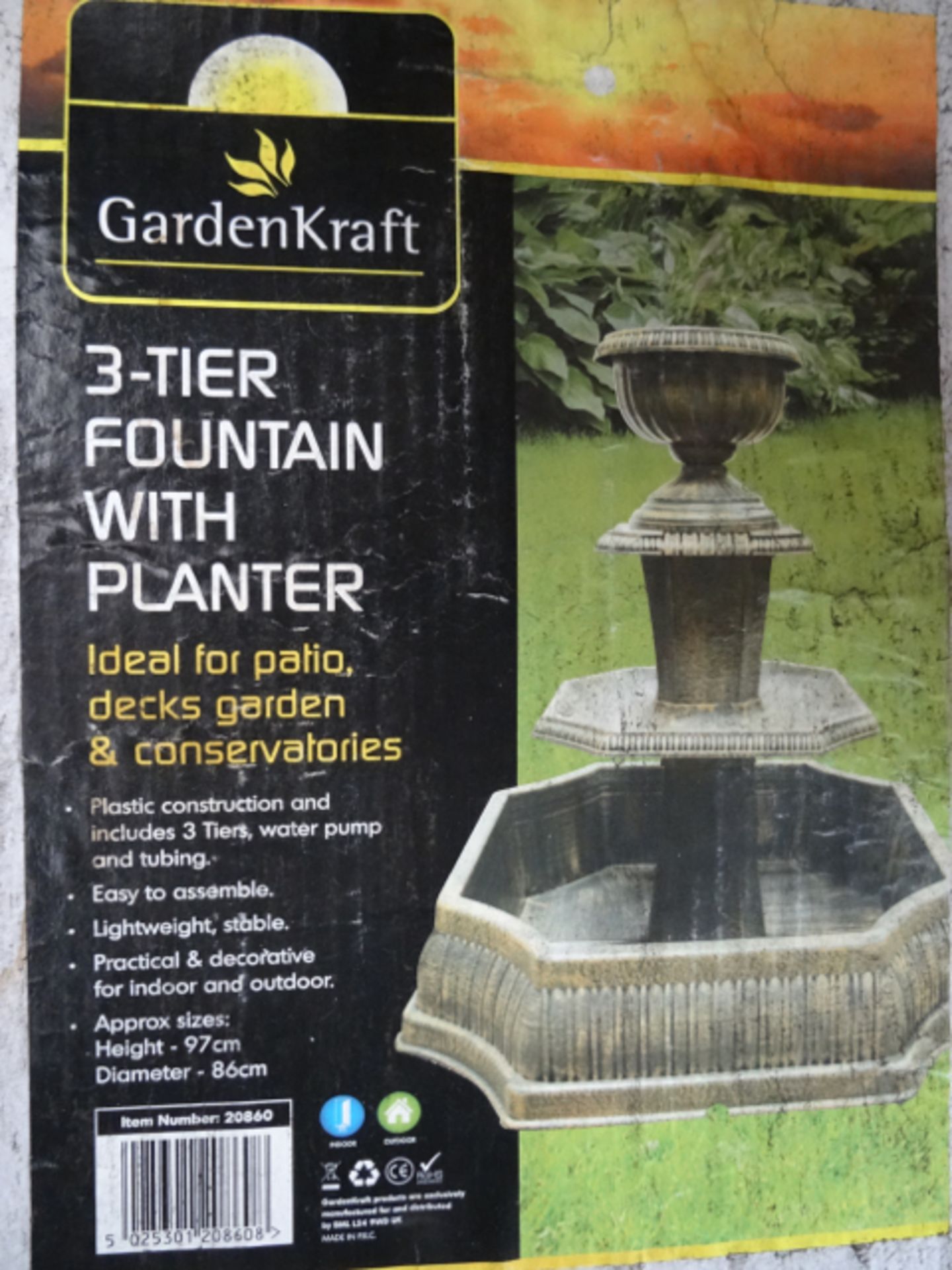 1 x Large Garden Kraft 3 Tier Fountain with planter. Box Damaged. RRP £129!