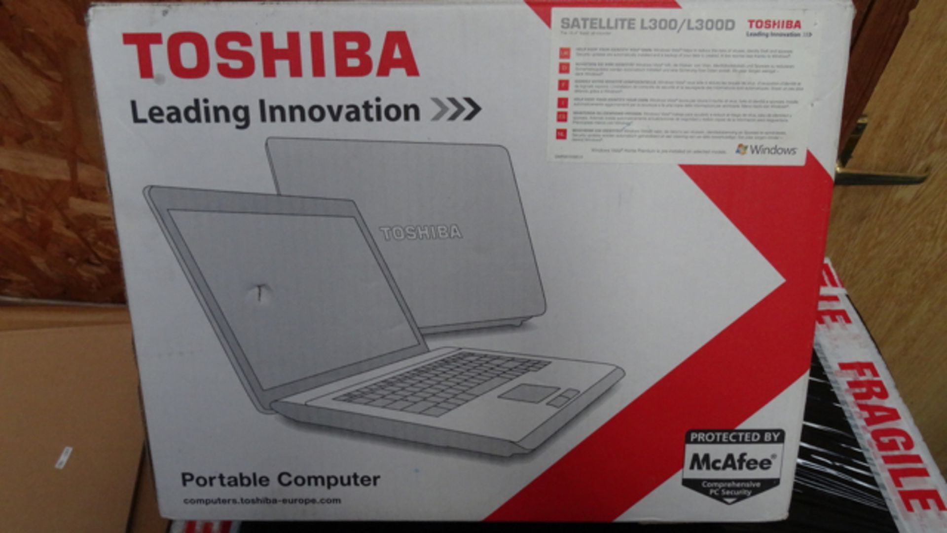 1 x Toshiba Satellite L300 - 229 Laptop. With Microsoft windows Vista home basic. Celron T1600.