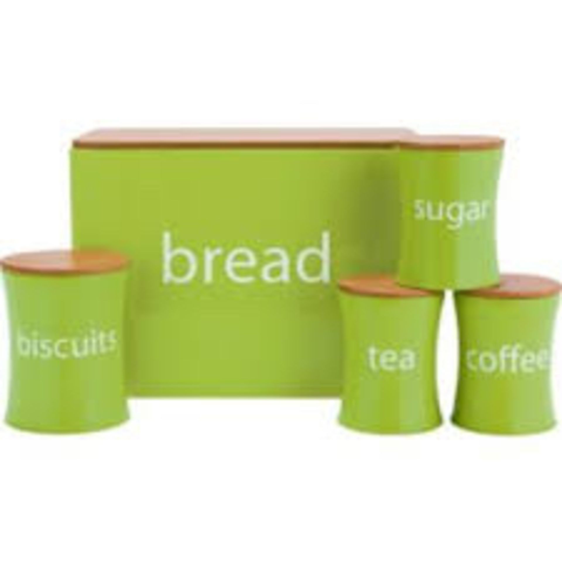 1 x Bamboo Lid 5 Piece Storage Set - Tutti Fruti Green. New and Boxed Brighten up your kitchen