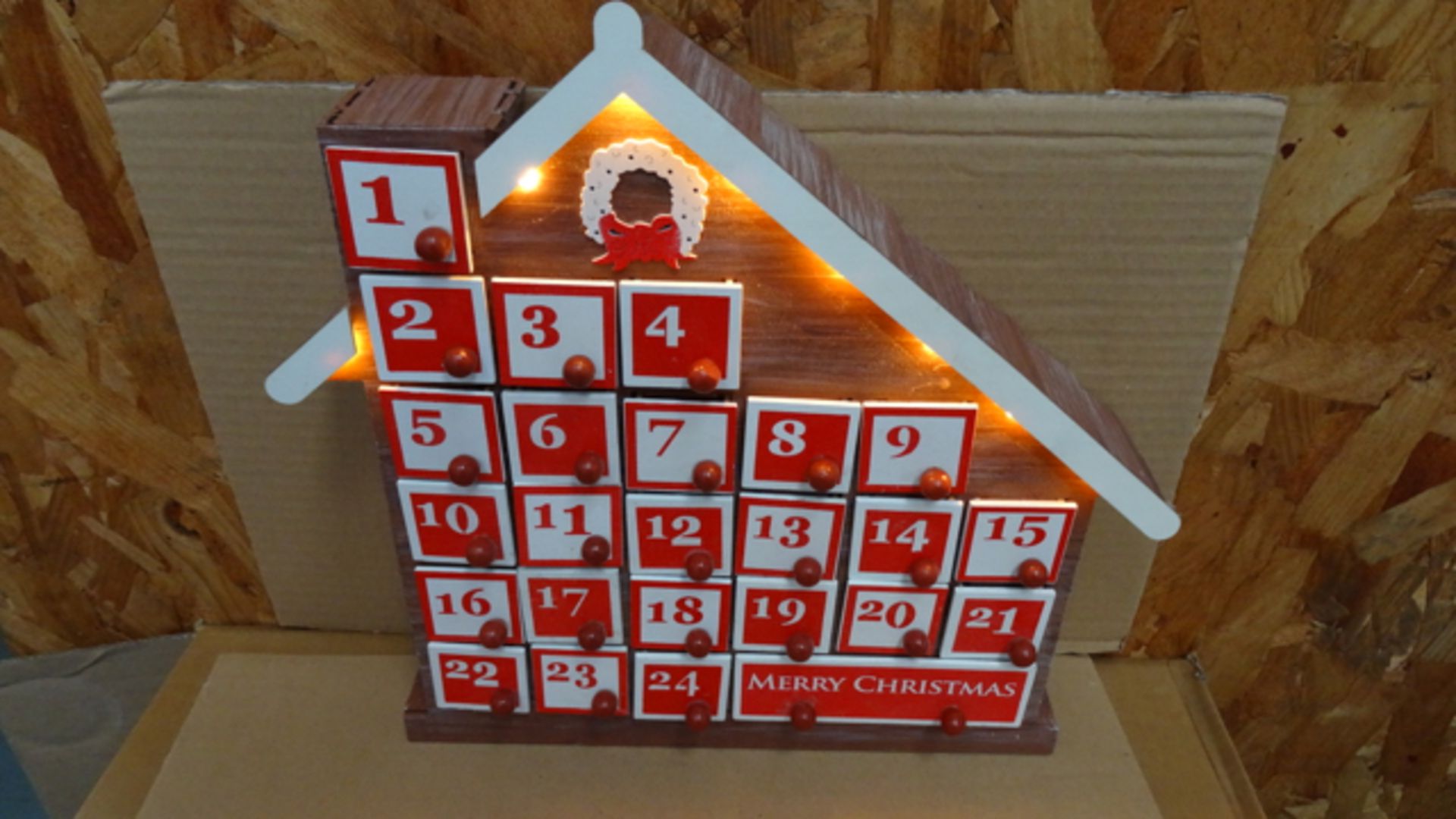 12 x Christmas Workshop Wooden Advent Calendar House with 8 LED Lights. RRP £40 Each!
The - Image 2 of 2