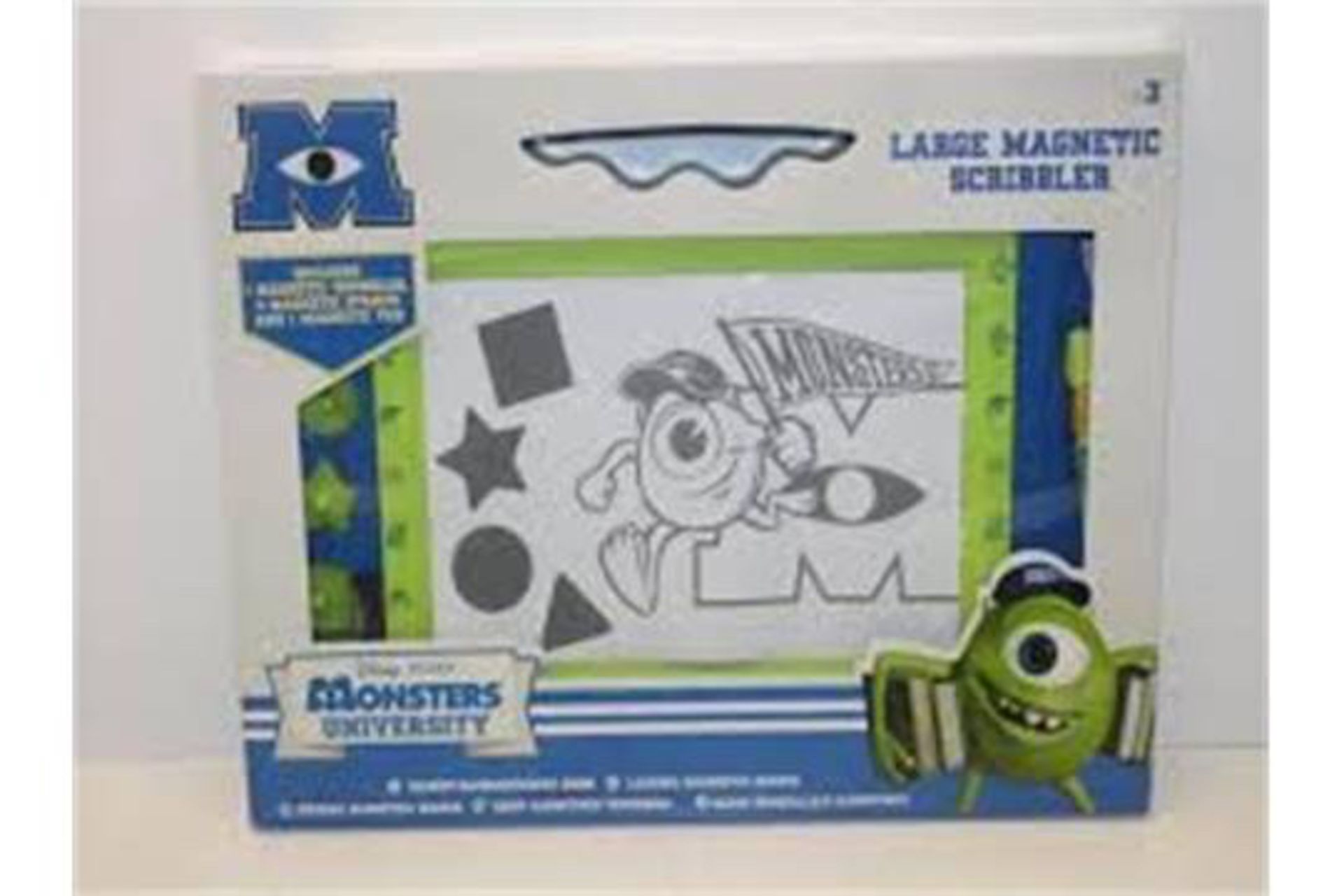 2 x Monsters university Large Magnetic Scribbler. Includes: 1 x Magnetic scribbler, 4 Magnetic