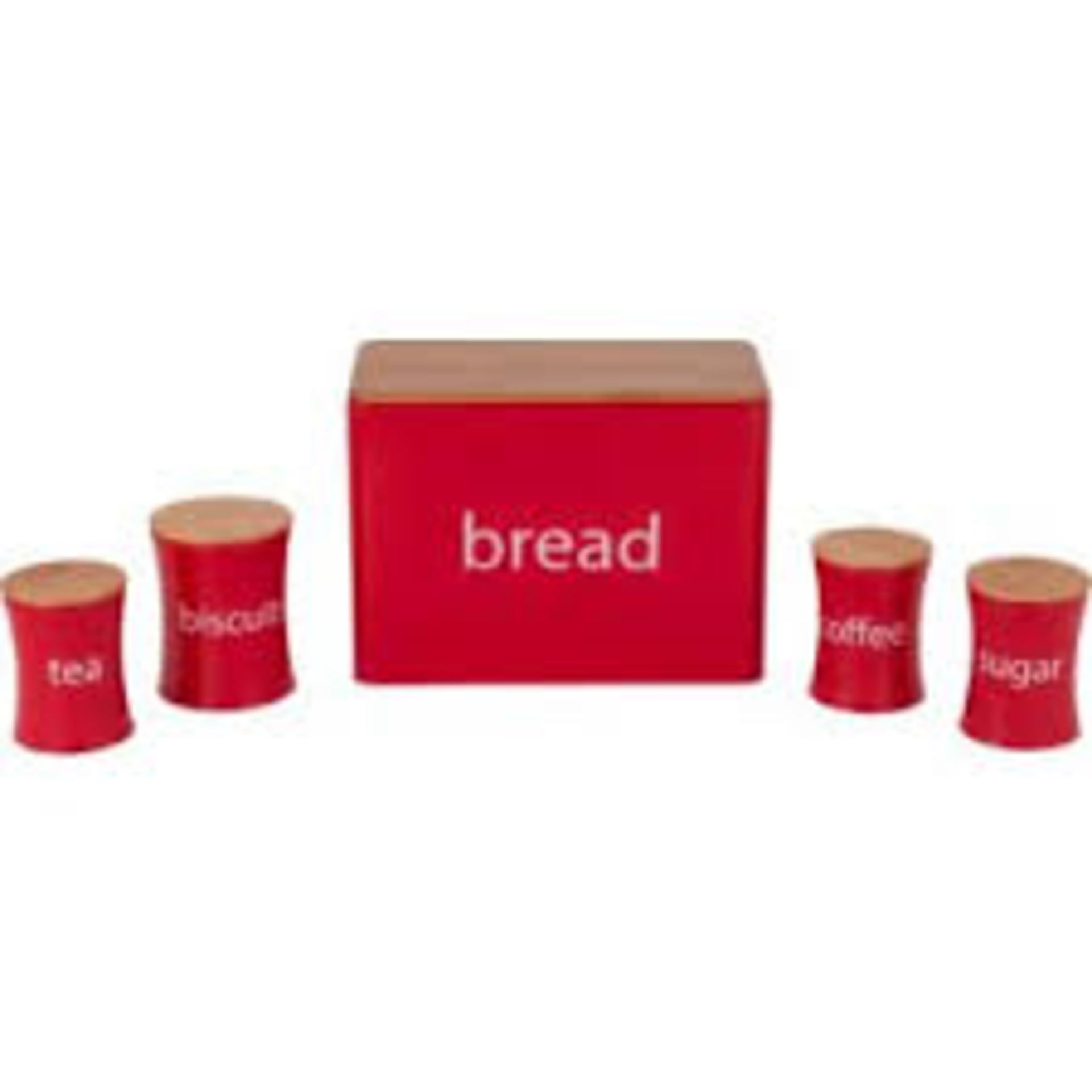 1 x Bamboo Lid 5 Piece Storage Set - Poppy Red. New and Boxed Brighten up your kitchen with this 5