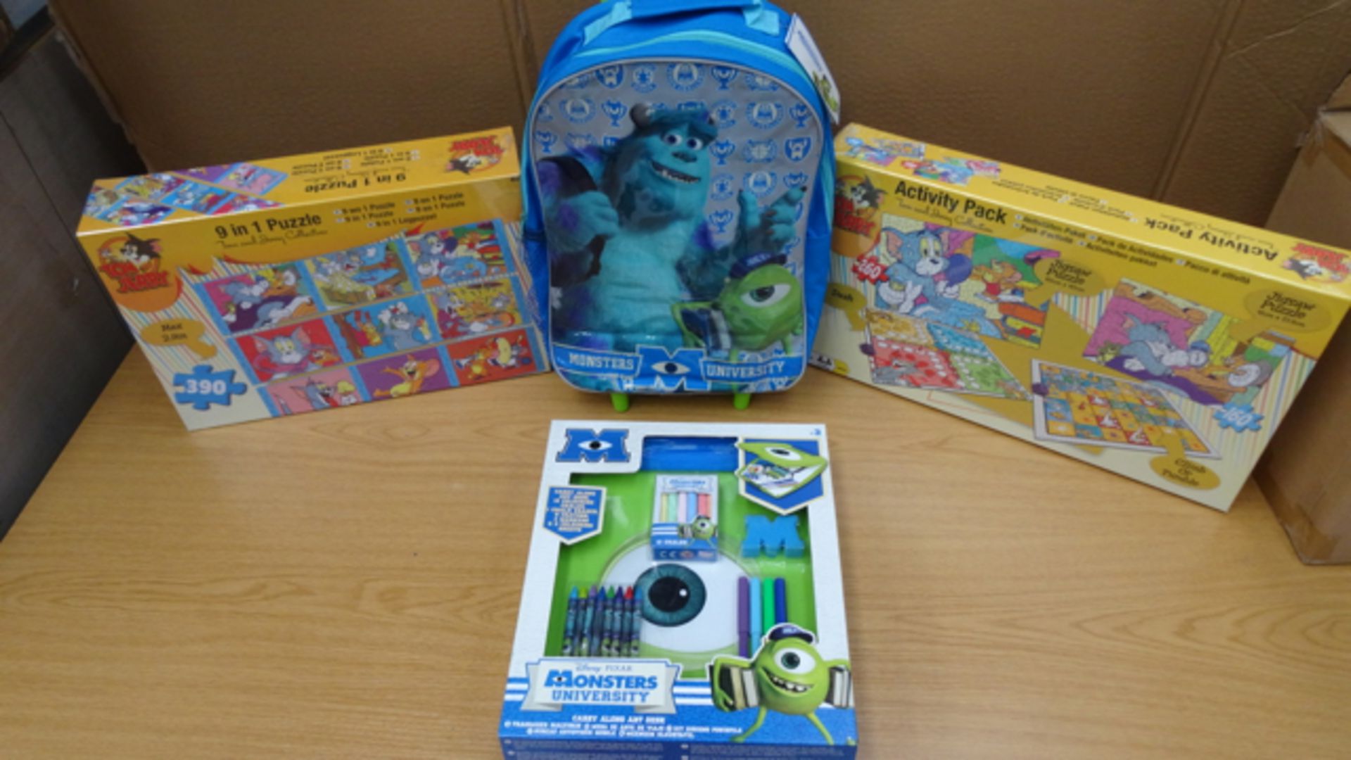 Christmas toy selection - 4 items to include: 1 x Monsters university travel art desk, 1 x Tom and