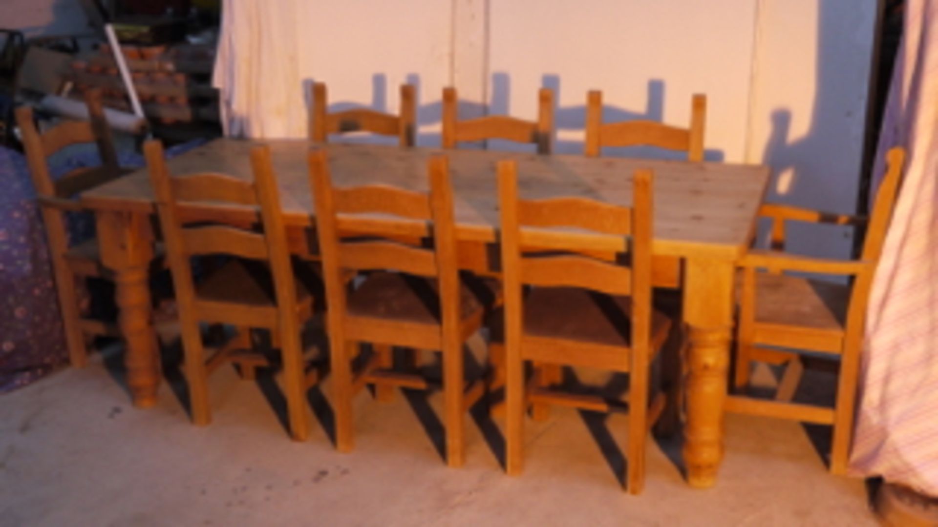 Farm house Table and chairs -  214 wide x 78 high x 91 deep