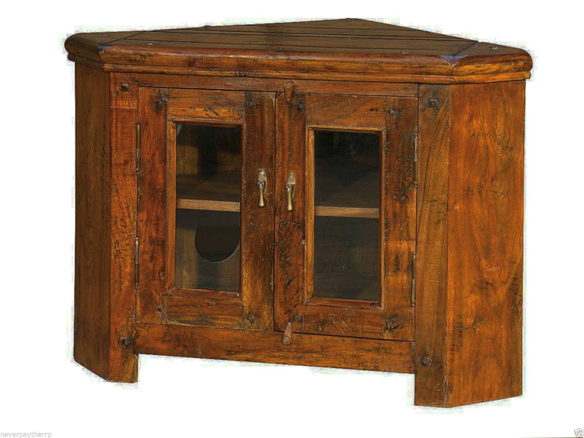 NEW Granary Corner TV Cabinet Entertainment Unit. Solid Acacia Wood Product code AB120 Retails at £ - Image 2 of 5