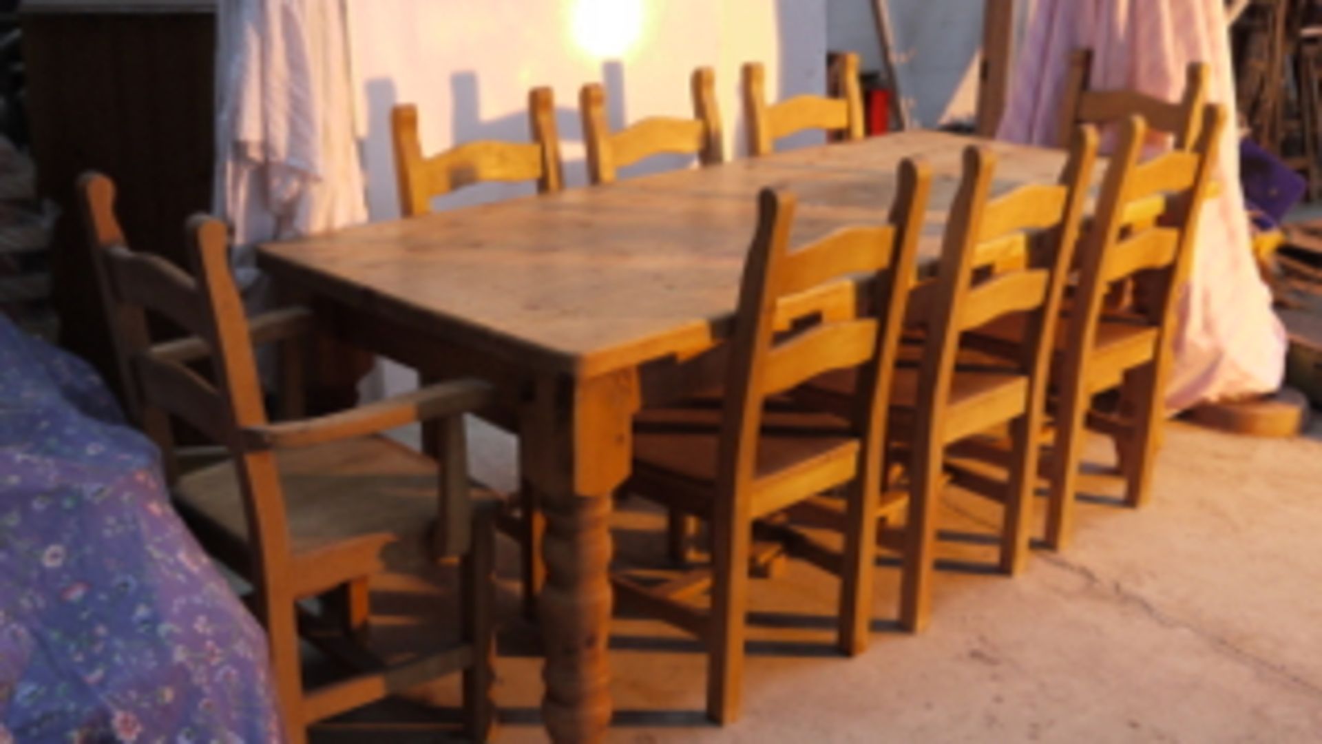 Farm house Table and chairs -  214 wide x 78 high x 91 deep - Image 2 of 3