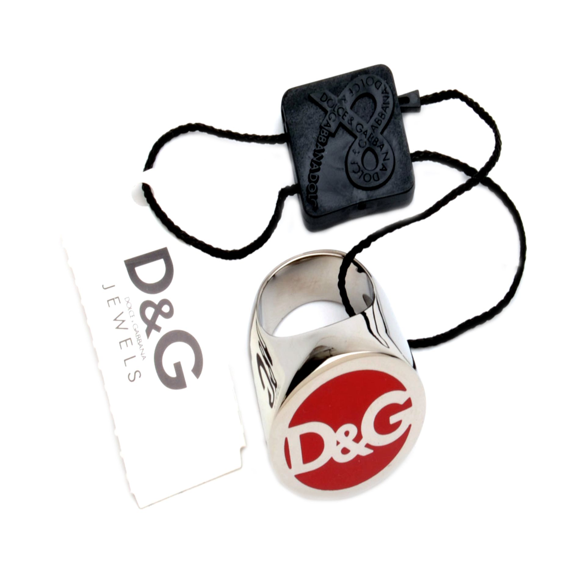 Men’s D&G Seal Ring In Silver & Red, Euro Size 19 (By D&G Jewels) - RRP: £69 - Brand New & Boxed