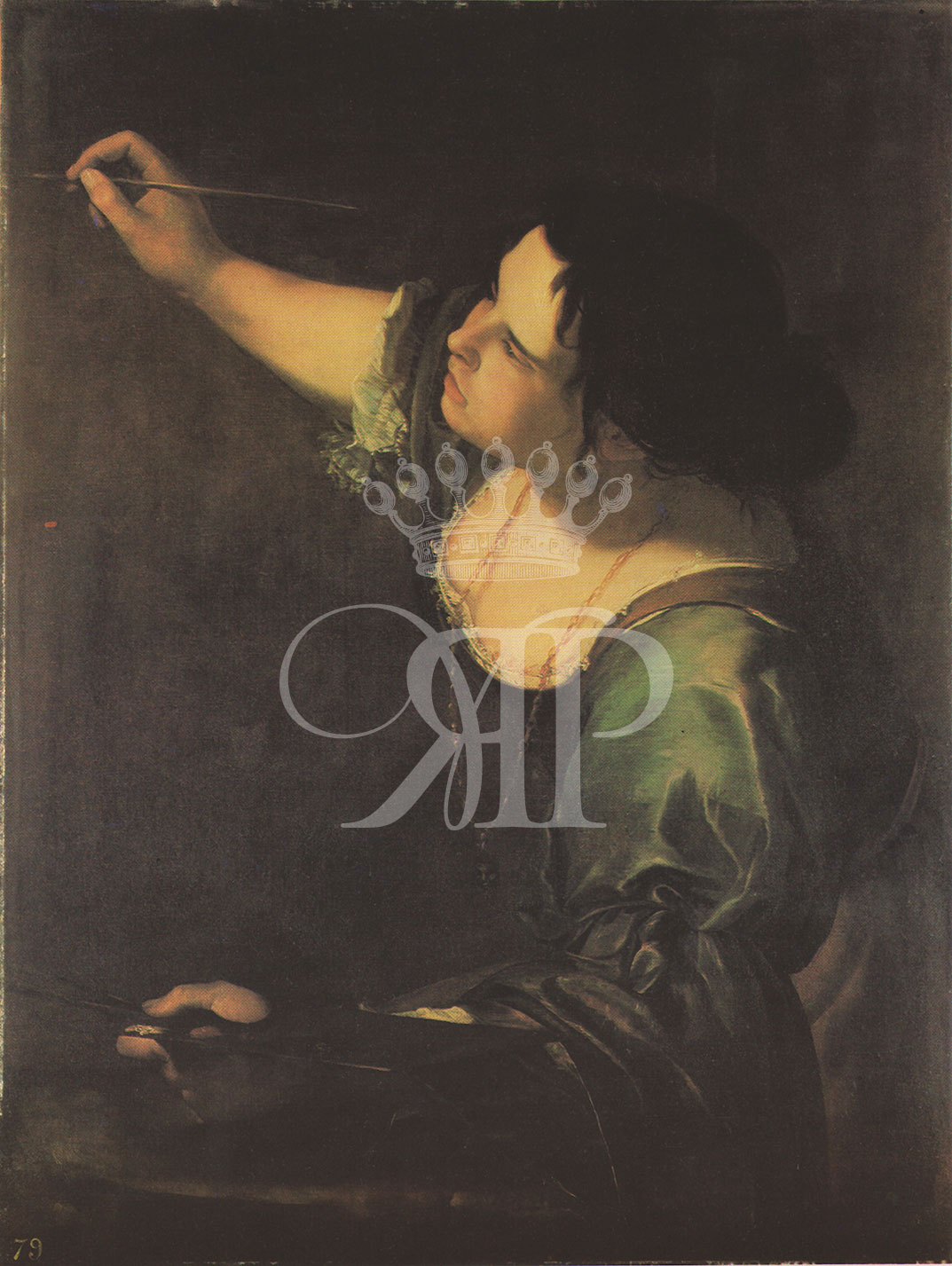 Lithographic print of painting by Artemisia Gentileschi entitled Self-portrait as Pittura,