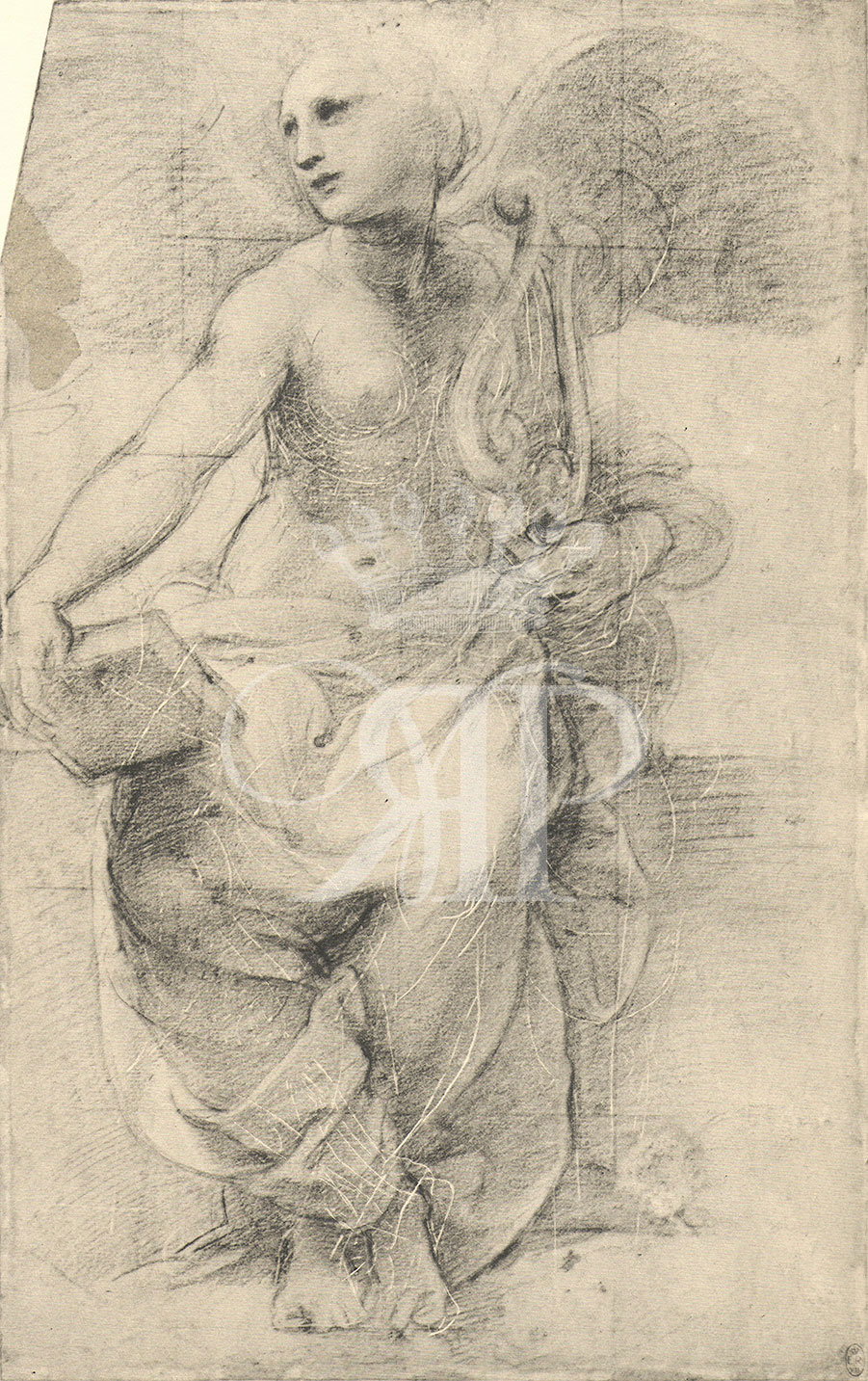 Set of two lithographic prints comprising:lithographic print of drawing by Raphael entitled An