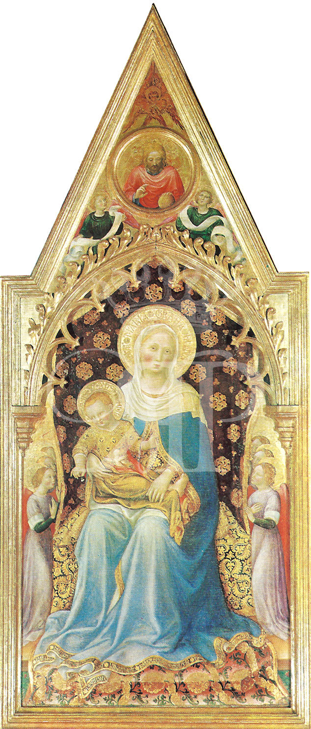 Lithographic print of painting by Gentile da Fabriano   entitled Madonna and Child with Angels (The