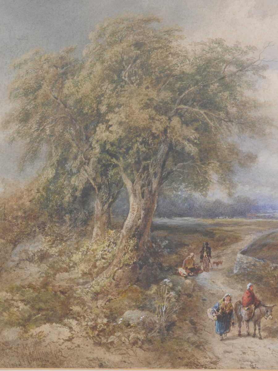 Charles McArthur (19th century British), travellers on a country road, signed watercolour dated