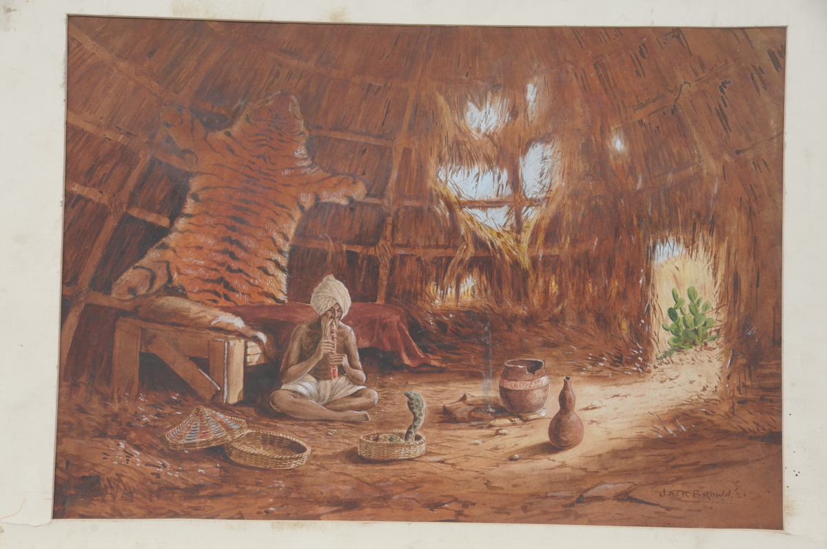 Jack Brown "The Snake Charmer",watercolour, signed 36 x 52cms