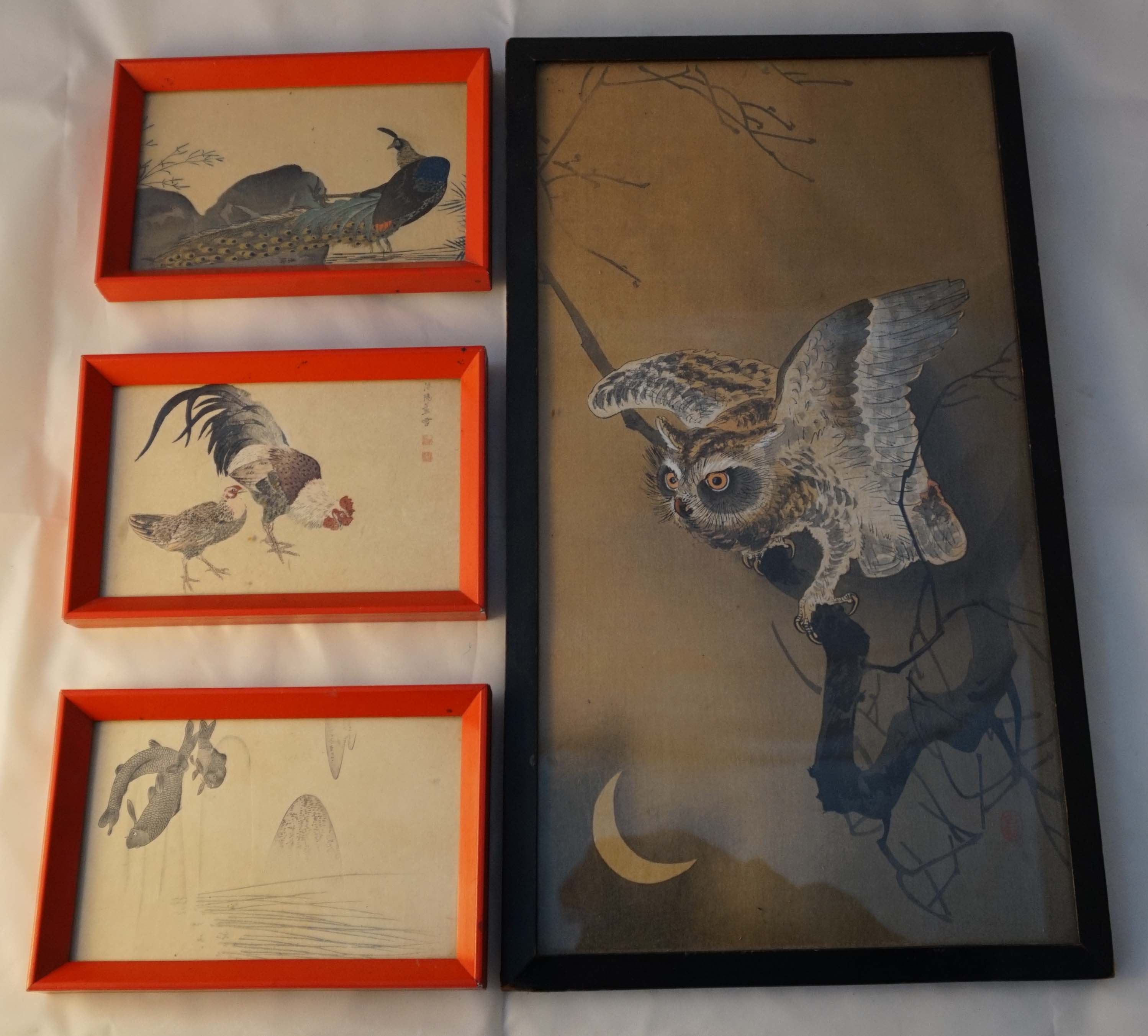 A collection of four framed Japanese woodblock prints, in the manner of Matsui Toshu, 20th