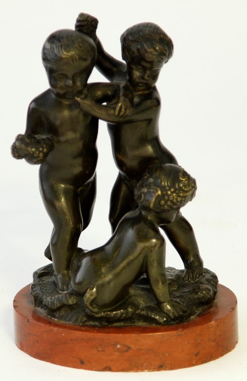 A bronze figure group in the manner of Claude Michael Clodion (French 1738 - 1814), the three