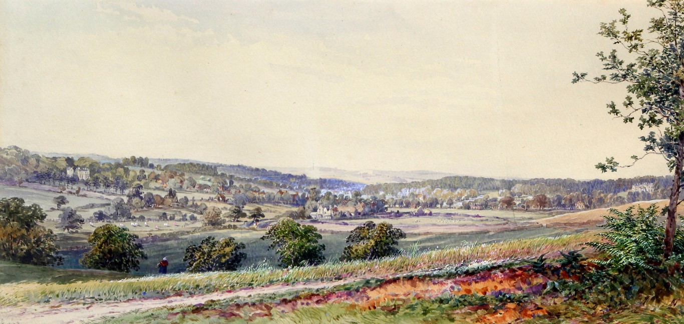 English School (19th century) - 'Panoramic Rural Landscape', watercolour, monogrammed and dated 1868