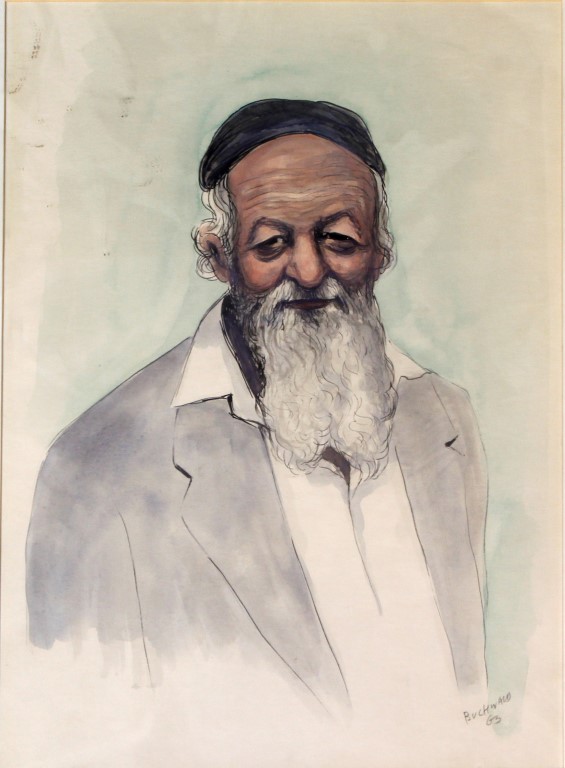 Erich Buchwald-Zimwald (1884-1972) - 'Old Yemenite', watercolour, signed dated (19)63, bears label