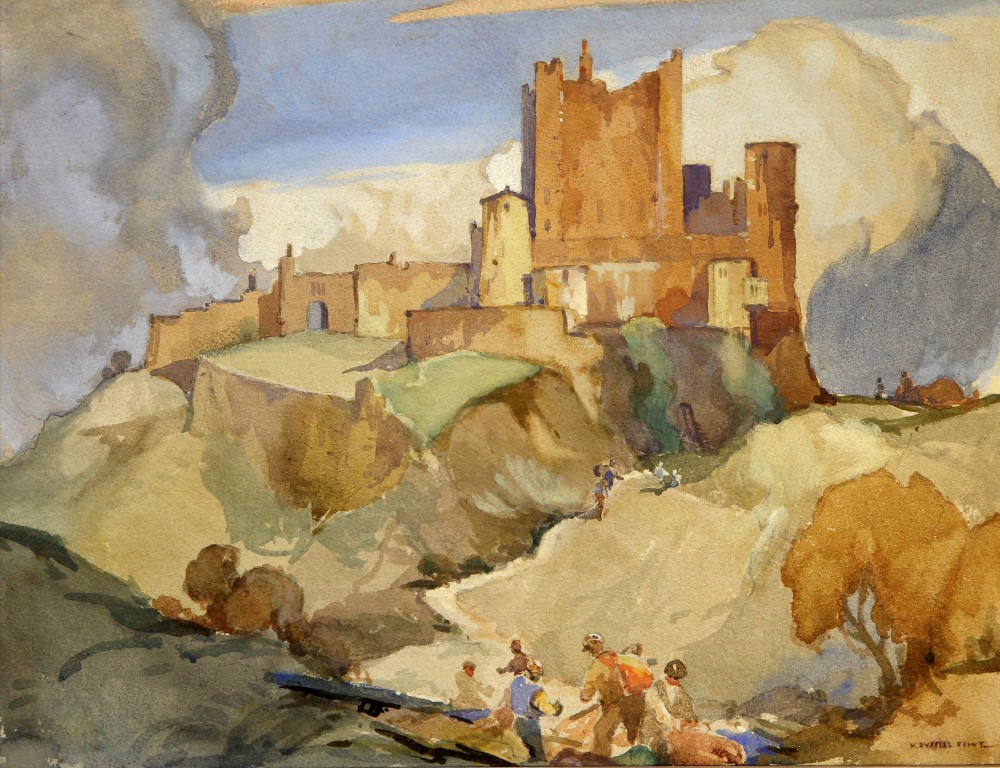 Sir William Russell Flint, RA PRWS (British, 1889-1969) - 'Hilltop Castle', watercolour, signed,