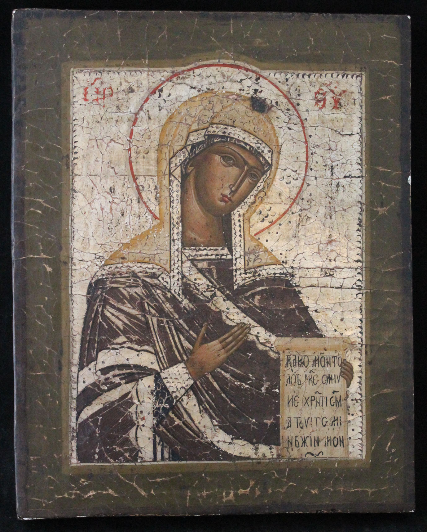 A Constantinople icon painting of Hodegetria "She who shows the way" Virgin Mary, 19th century or